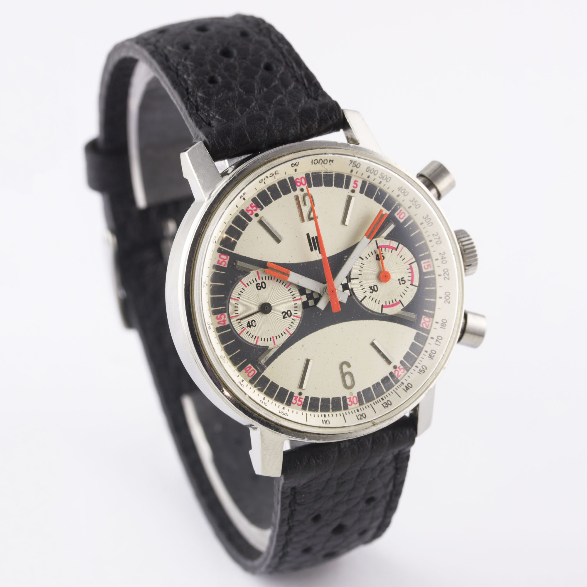 A RARE GENTLEMAN'S LARGE SIZE STAINLESS STEEL LIP CHRONOGRAPH WRIST WATCH CIRCA 1970, WITH " - Image 6 of 11