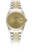 A GENTLEMAN'S STEEL & GOLD ROLEX OYSTER PERPETUAL DATEJUST BRACELET WATCH CIRCA 1986, REF. 16013