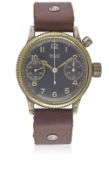 A RARE GENTLEMAN'S GERMAN MILITARY HANHART LUFTWAFFE PILOTS SINGLE BUTTON CHRONOGRAPH WRIST WATCH