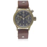 A RARE GENTLEMAN'S GERMAN MILITARY HANHART LUFTWAFFE PILOTS SINGLE BUTTON CHRONOGRAPH WRIST WATCH