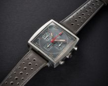 A RARE GENTLEMAN'S STAINLESS STEEL HEUER MONACO CHRONOGRAPH WRIST WATCH CIRCA 1972, REF. 73633G