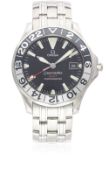 A GENTLEMAN'S LARGE SIZE STAINLESS STEEL OMEGA SEAMASTER GMT CHRONOMETER BRACELET WATCH CIRCA