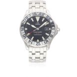 A GENTLEMAN'S LARGE SIZE STAINLESS STEEL OMEGA SEAMASTER GMT CHRONOMETER BRACELET WATCH CIRCA