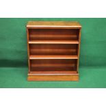 Late 20th century reproduction burr walnut bookcase having cross banded top with moulded edge over