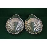 Pair of antique silver butter shells,