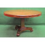 Mahogany circular tip top breakfast table having moulded edge,
