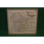 Christophorus Saxton, coloured map of Lincolnshire - 13.75" x 11.