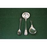 Georgian Fiddle pattern caddy spoon, marked for Birmingham 1827, Old English pattern Relish spoon,