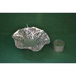 Silver bon bon dish with pierced decoration,