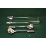 Pair of William IV Fiddle pattern sugar tongs,