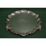 Circular silver salver having shaped border and engraved To Jo From Dad 1st August 1931,