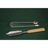 Georgian silver butter knife with bone handle,