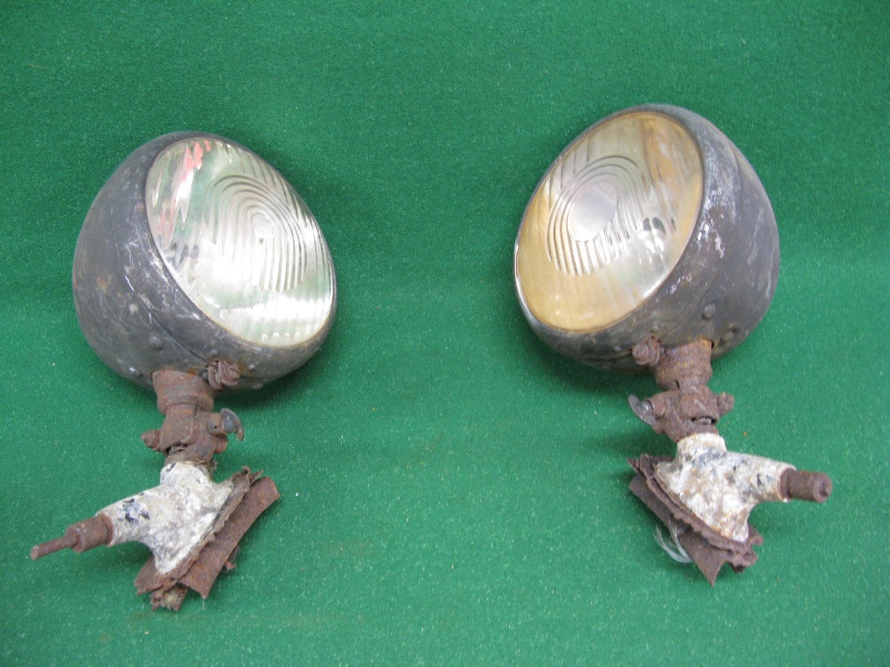 Two large lamps one marked Bosch - 8" lenses and 9" bowl depth