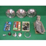 Quantity of new and used vehicle parts to include MG spinners, Rover wheel trims, gauges,