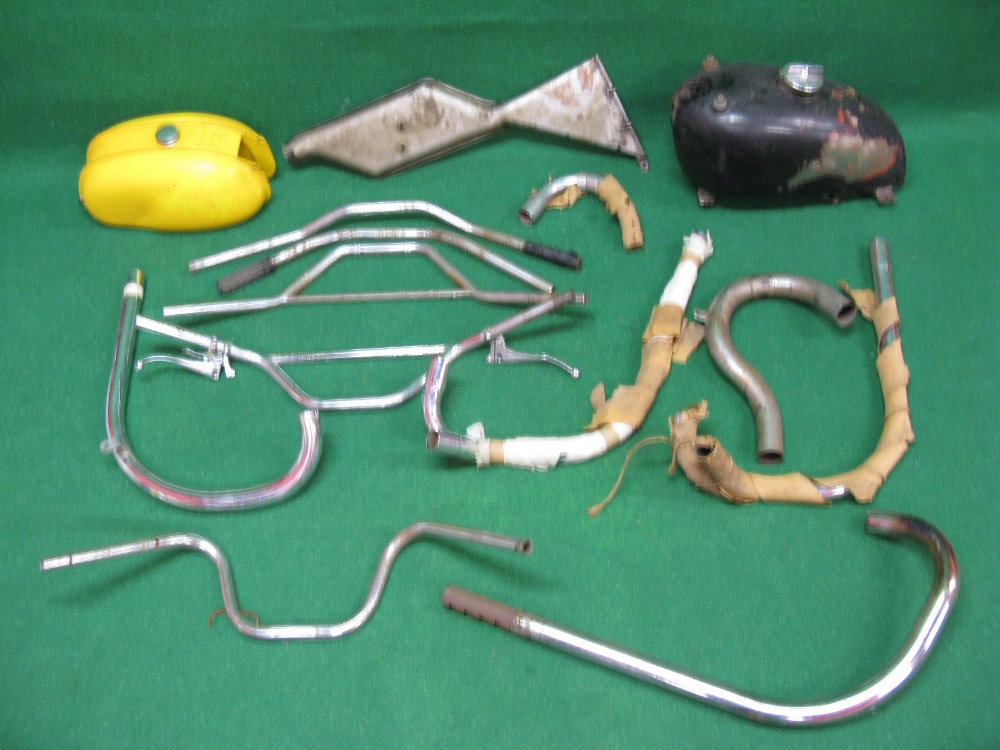 Quantity of exhaust pipes and handlebars believed to be from an AJS motorcross/scrambler together