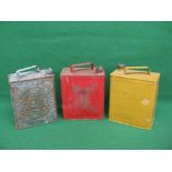 Three two gallon fuel cans to comprise: Pratts with cap,