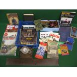 Mixed lot of auto ephemera, maps, brake tester, model railway catalogues, oil cans,