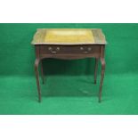 Walnut ladies writing table having shaped top with tan leather insert the top sliding forward to