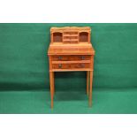 Late 20th century reproduction yew wood ladies writing desk having raised back,