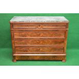 19th century mahogany Continental marble topped chest of drawers,