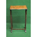 Mahogany occasional table having shaped top with marquetry inlaid decoration supported on bobbin