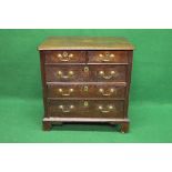 Period oak chest of drawers the top having moulded edge over two short drawers and three long