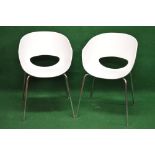 Set of four Sintesi Orbit large Italian chairs having moulded plastic seats supported on chromed