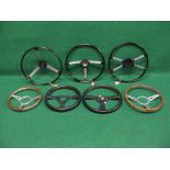 Seven steering wheels to comprise: 16.5" Morris Minor, 16" TR4, 16.5" MGA, 13.5" Momo, 14.