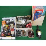 Three boxes of new and used car parts many for MG TC to include: starter motor,