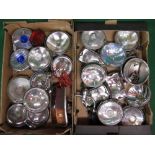 Two boxes of spot, head, fog and coloured vehicle lamps by Marchal, Lucas, Cibie,