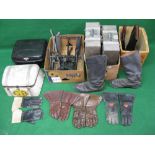 Two motorcycle top boxes, pair of panniers by Craven Equipment, racks,