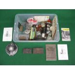 Box of cycling parts together with ephemera for Royal Enfield bicycles,