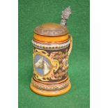 Villeroy & Boch beer stein having panel decorated with horses head, stamped on base Villeroy & Boch,