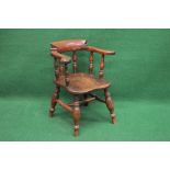 Victorian childs captains chair having raised back and arms,