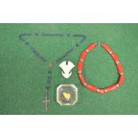 Lapis Lazuli rosary prayer necklace together with Art Deco necklace,
