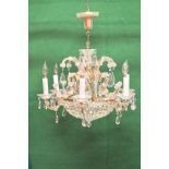 Glass six branch chandelier