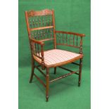 19th century rosewood and brass marquetry inlaid elbow chair