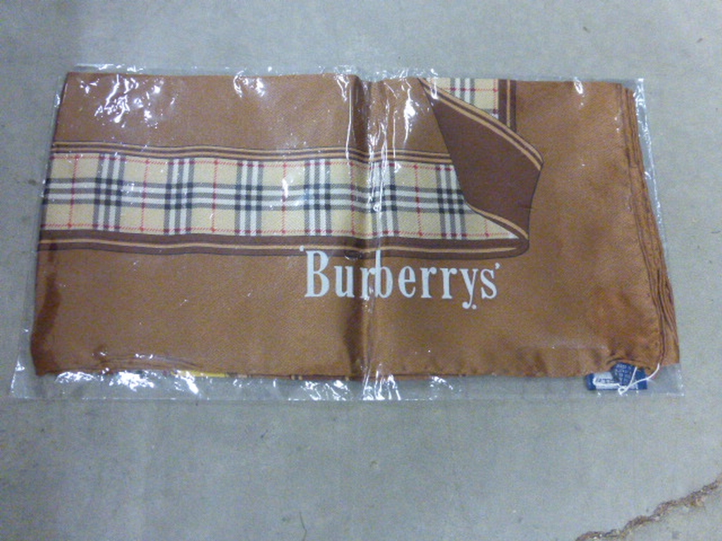 A brown vintage silk Burberry scarf