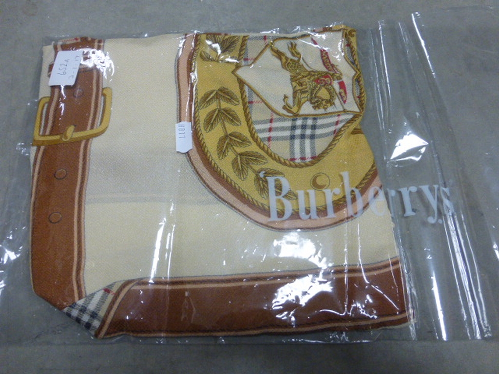 A cream vintage silk Burberry scarf