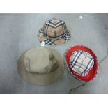 Three vintage Burberry hats