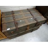 A travelling trunk with iron mounts