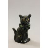 Black Glazed Devonware Cat