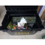 Team Daiwa fishing box with assortment of fishing accessories