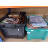 Large box of vintage comics, annuals and books plus another box of vintage newspapers including