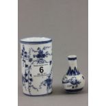 A small blue and white Chinese bottle vase, with four character mark, along with a blue and white