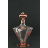 Art Deco Pink Glass Perfume Bottle