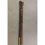 Pair of well carved Japanese walking sticks