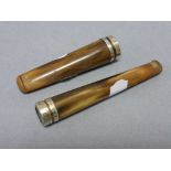 Two Horn Cheroots with White Metal Mounts