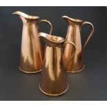 Three ' Sankey ' Copper Graduating Jugs