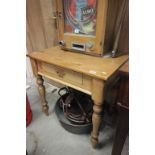 Stripped pine side table with drawer